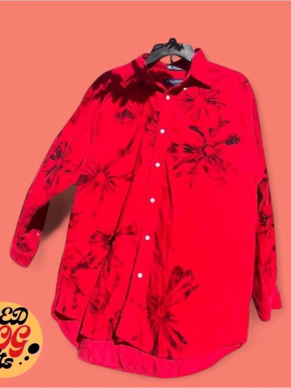 JOHN ASHFORD corduroy button up shirt with black painted details